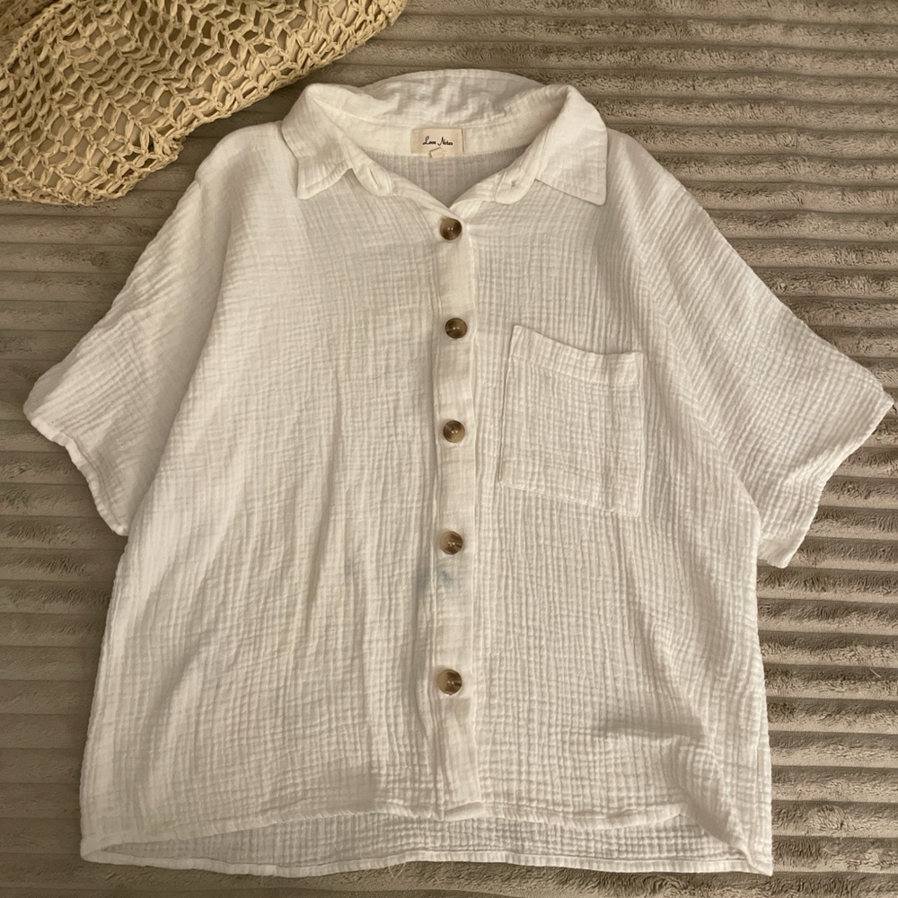 Love Notes Cream Casual Button Down Shirt
